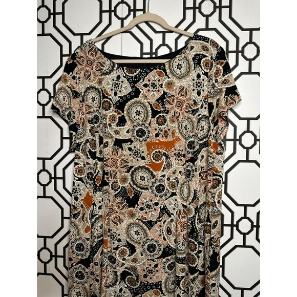 NWT Connected Apparel Paisley Pattern Short Sleeve Brown Ladies Dress SZ 20W - Picture 5 of 7